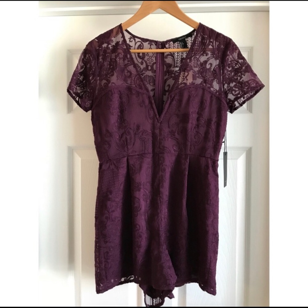 Forever 21 dark purple lace romper (Junior Large)
